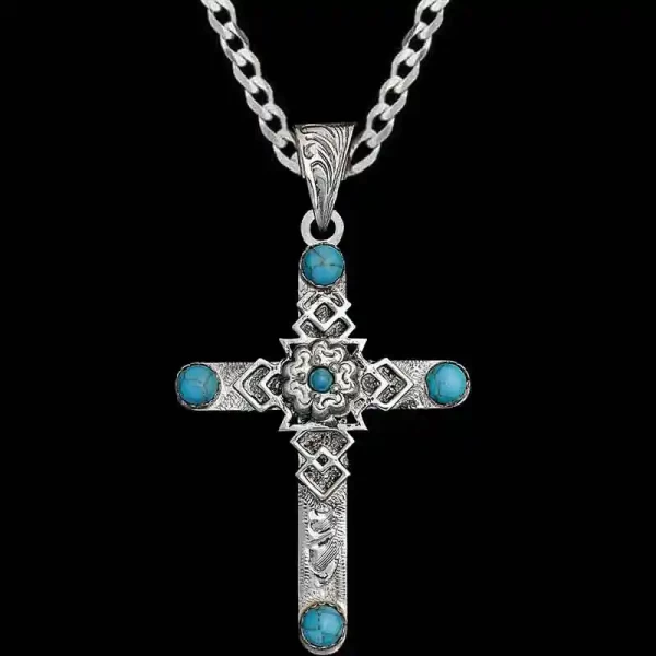 Our Samuel Cross Pendant is as enduring as those who wear it. Handcrafted on a Jeweler’s Bronze base, it features hand-engraved scrollwork and a German Silver rope infinity at the center, completing this beautiful design.

Size: 1.5"" x 2.0&am